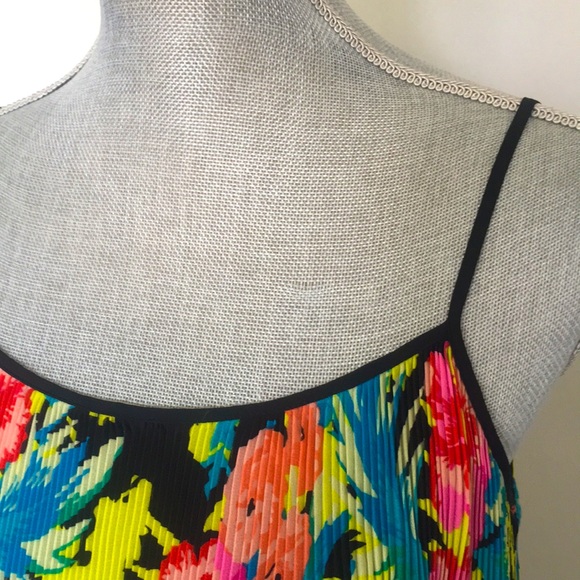 LOFT Bright Tropical Floral Accordian Pleated Midi Dress, size Small 🌺 - Picture 5 of 15